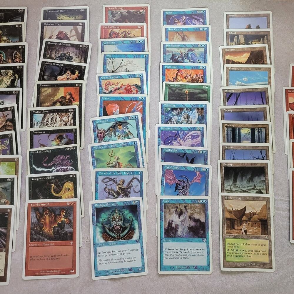 1990s Vintage Magic The Gathering Lot Set Of 113 Cards White Background